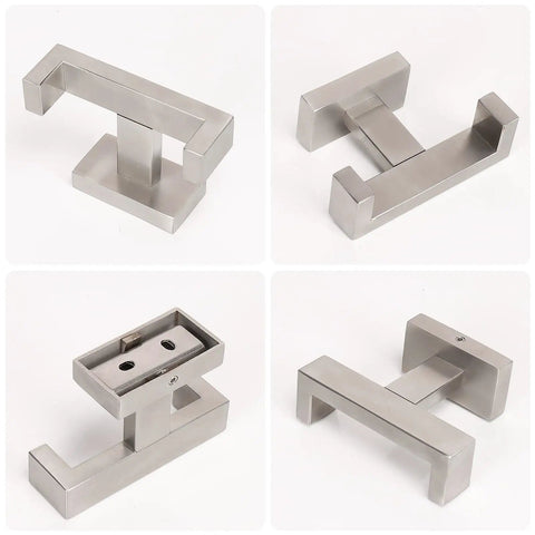 Double Towel Hook Set In Brushed Nickel Built Tough SUS304 Stainless Steel Wall Mounted Coat Hanger 2 Pack Four Hooks