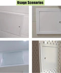 Paintable Lockable Access Panel For Drywall 7X12 Inch Beefy Metal Wall Hole Cover showcased in four usage scenarios.