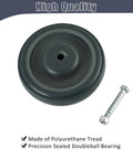 5 Inch Shopping Cart Replacement Wheels Kit With Polyurethane Tread Stepped And Full Tread Face Double Ball Bearing Silent TPU Caster Wheels With Screws For Supermarkets 250 Lb Capacity Per Wheel 4 Pack Grey, showing wheel with screw and polyurethane tread