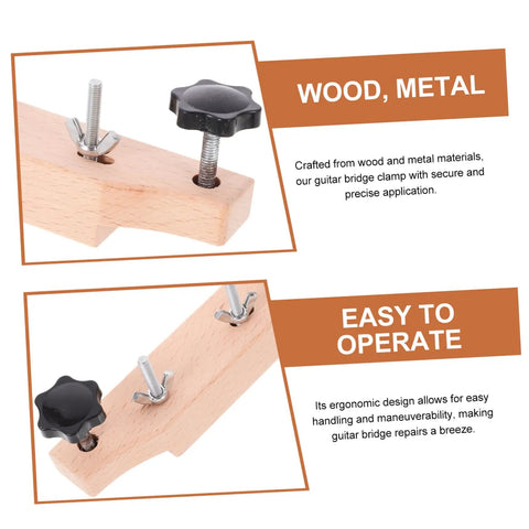 Guitar Bridge Clamp Repair Tool Set for Acoustic Guitars with wood and metal construction, secure and easy operation, DIY repair