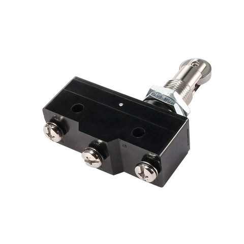 Heavy Duty Panel Mount Roller Plunger Limit Switch With Knockout Screw Terminals, side view showcasing terminals.