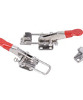 Heavy Duty Stainless Steel Toggle Clamp Latch Kit, 400lb Capacity, Adjustable Safe Locking with red handles, 2-pack