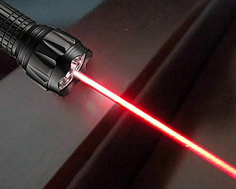 Go-To Five Lighting Modes Tactical LED Flashlight with laser pointer shown in use, highlighting durable, compact design