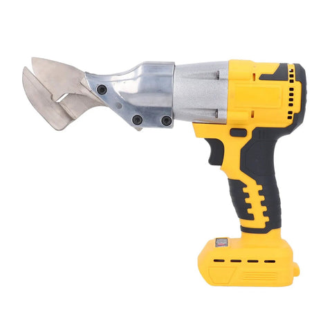 Heavy Duty Cordless Metal Shear Cutter With Powerful Brushless Motor, 20V Li Ion Battery, High Torsion Electric Scissor in yellow finish.