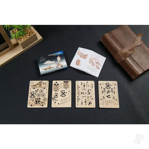 U Fidgets Invincibility Dope DIY Gear Spinner Fidget Toy With Tiny Hanging Eyelet That Doubles As Ornament Or Keychain, Made From Natural Composite Wood You Can Leave Bare Or Color With Paint Or Stain, brown wooden kit parts and guide
