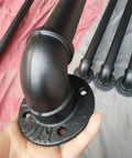 Straight Up Industrial Pipe Stair Handrail Featuring A Rock Solid Non Slip Grip Built Tough For Hallways And Lofts Delivering Daily Safety For Every Home Setup, black galvanized steel pipe elbow and flange.