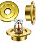 Top Shelf Fire Sprinkler Escutcheon Covers 3 4 Inch Removable Head Plates golden finish trim ring and sprinkler head