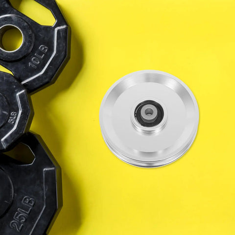 Aluminum Alloy Fitness Pulley With Quiet Operation And Heavy Duty Bearing, 551lb Load Capacity on yellow background
