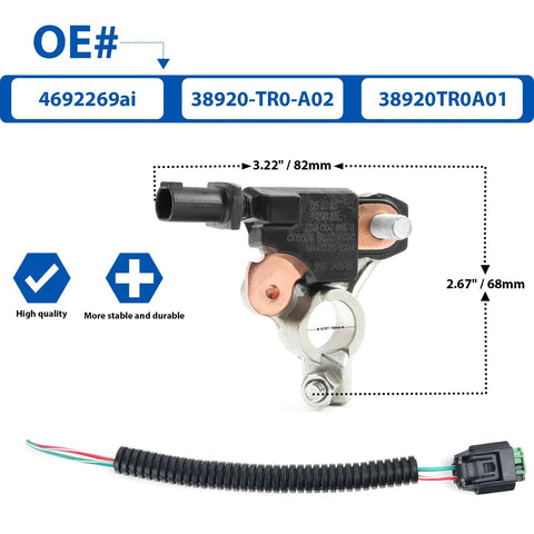 Heavy Duty Battery Current Sensor And Power Monitor Swap Fast On Chrysler Dodge Jeep Rigs, measures 3.22" x 2.67", copper and plastic material.