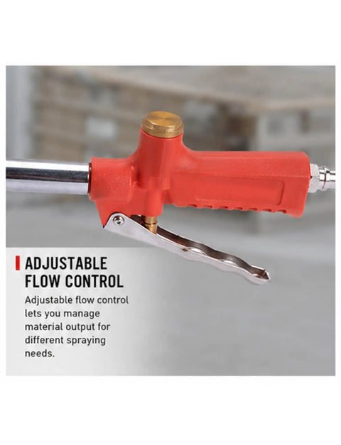 Heavy Duty Pneumatic Mortar Sprayer With Four Jet Plaster Hopper Gun And Tough Alloy Tank Adjusting flow control on the sprayer handle.