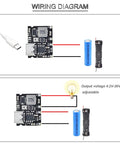 Wiring diagram of Dead Simple Five Pack 18650 Lithium Ion Battery Charger Board With Type C Input Dc Dc Step Up Module.