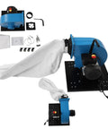 Rugged 1HP Dust Workhorse With 550 CFM Power And Rolling Wheeled Base Housing A 14.8 Gallon Filter Bag, mobile dust extractor, heavy duty design.