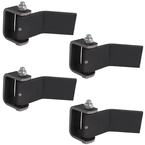 Heavy Duty Steel Dump Trailer Hinges With Strap Style Leaf Design showing black steel hinges with bolts, ideal for dump truck installations.