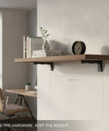 Hidden Steel Shelf Brackets For Wall Mounted Desks And Shelves With Matte Black Finish in living room setup