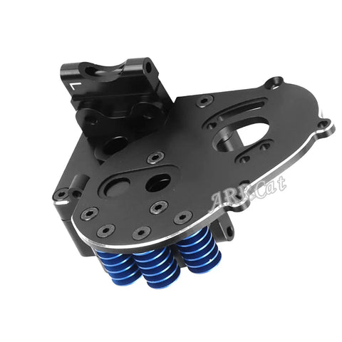 Heavy Duty Aluminum Transmission Case And Hop Up Gearbox For 1/10 Slash Rustler Stampede Bandit Ford F150 Raptor 2wd with blue springs