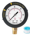 Pool filter pressure gauge by SENCTRL, 2-in dial, 0–60 psi, 1/4 NPT lower mount, stainless steel case.