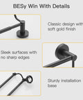 Adjustable 16 To 26 Inch Double Bath Towel Bar For Bathroom SUS304 Stainless Steel Towel Holder Hotel Style Wall Mount With Screws Hand Towel Bar And Towel Rack Rod Rustproof Matte Black Finish featuring details like soft gold finish and sturdy installation base