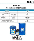 Pro Grade Synthetic Rotary Screw Compressor Lubricant 5 Gal Durable, Long Lasting Formula Made in USA for Heavy Duty Industrial Compressors Meets Industry Specs, Reduces Wear, Extends Life, Keeps Systems Cool Under Pressure for Peak Performance. Technical sheet with blue lubricant drums