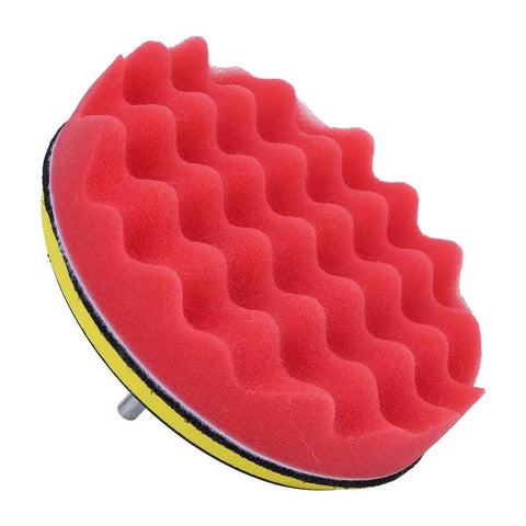 Versatile 6 Inch Sponge Polishing Buffing Pad Wheel Kit For Car Waxing Surface Cleaning And Detailing Easy To Use Durable Wool And Foam Discs, close-up of red foam pad.