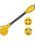 30 Amp RV Power Adapter Cord With 4 Prong Locking Plug NEMA L14 30P To TT 30R RV Extension, 12 Inch, showing connectors