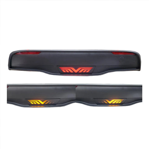 Dope Tesla Model Y Led Brake And Turn Signal Kit With Smoke Tint Lens Replaces Hitch Cover straight plug and play view showing red and amber lights