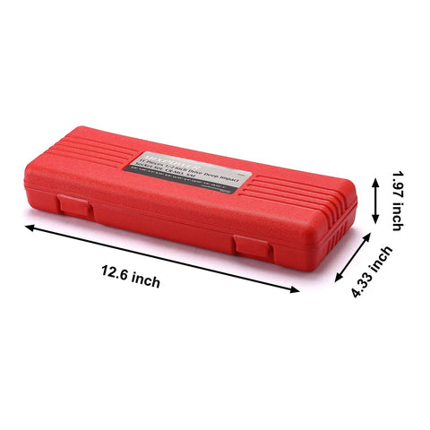 Red carrying case for 11 Piece 1/2 Inch Drive Deep Impact Socket Set Metric 10 11 12 13 14 16 17 19 21 22 24mm