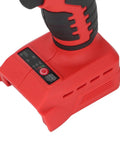 Yunseity 18V Cordless Rivet Kit With Built In LED Light Makes Installing Pop Rivets Super Easy And Fast For DIY Pros Who Need Heavy Duty Torque Without Messy Cords Or Air Compressors To Deal With Today. red 18V cordless rivet tool base with battery indicator