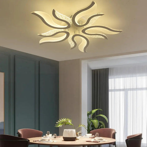 Flame Shape Dimmable LED Ceiling Light 50W With Remote Control 3000K To 6500K in dining room setting