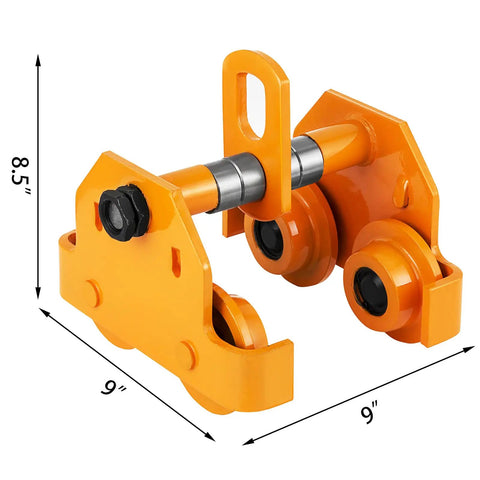 3 Ton Beefy Heavy Duty Manual Trolley Crane Lift For I Beam Push Track Roller Trolley With Dual Wheels Adjustable Beam Width