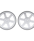 Top view of Two Pack Metal Robot Wheels With Neoprene Tire Tread For Replacement Built Tough For Grippy Traction Durable Aluminum Construction