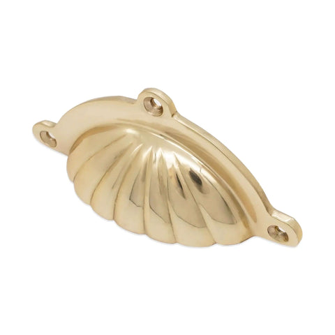 Polished Brass Cup Pull Cabinet Handle For Drawers And Doors, Cup Shell Design, Fits Cupboards, Wardrobes, And Kitchen Cabinets