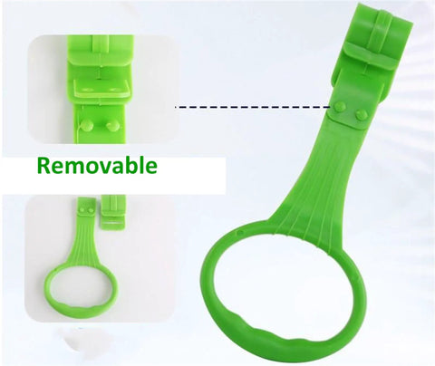 Five Color Baby Walk Assistant Rings for Toddlers Easy Stand Up Practice Tool Plastic Crib Pull Up Rings for Infant Cot Hanging Rings 3.5x7.5 Inches Bright Durable Set, green removable ring