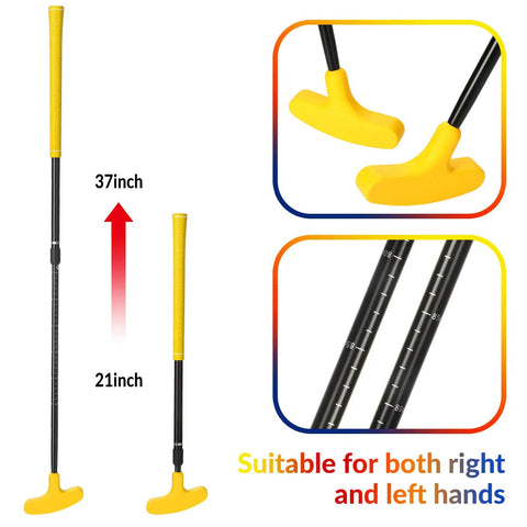 Two Way Mini Golf Putter Set Four Pack With Adjustable Length Includes Four Balls Right Or Left Handed Golf Putters