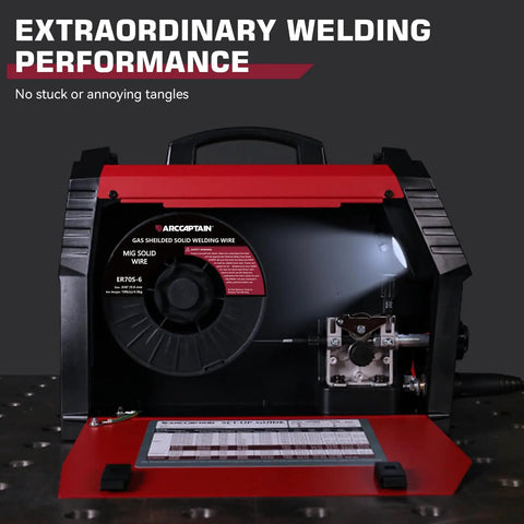 Pro Grade Mig Welding Wire 0.030 ER70S6 10 Lb Spool installed in MIG welder for steel with smooth feed and low splatter