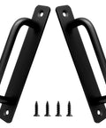2 Pack Aluminum Alloy Sliding Barn Door Handle With Plate 128mm Center To Center Hole Spacing 5.9 Inch Total Length Black Finish