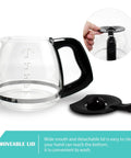 14 Cup Replacement Carafe Compatible With Black And Decker Coffee Maker CM1160B CM1160W with removable lid feature