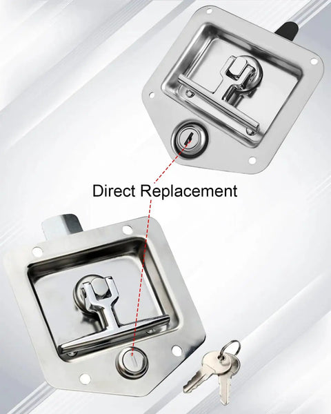 Two T-handle lock cylinders and set of keys. One Key For All Toolbox Locks 4 Pack Keys Alike 5 8 Inch Lock Cylinders Fit T Handle Tool Boxes.