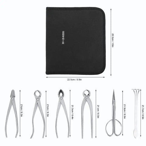 Garden Cutting Tools Set 6 Piece Stainless Steel Bud Scissors And Wire Pliers With Storage Bag For Bonsai Fruit Tree Pruning Leaf Trimming And Garden Maintenance, 10in bag