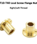 Go To Lead Screw Nut For Trapezoidal Screw Systems, Brass Flange Nut With Right And Left Hand Threads From T10 Through T40