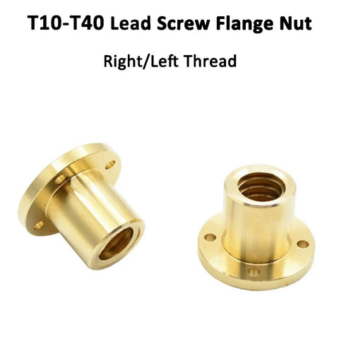 Go To Lead Screw Nut For Trapezoidal Screw Systems, Brass Flange Nut With Right And Left Hand Threads From T10 Through T40
