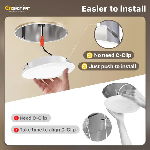 Installation of Dual Mode Five Six Inch LED Can Lights With Night Light 24 Pack 5CCT Dimmable Retrofit Recessed Lighting