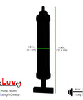 Silhouette of Pro Grade Ultima Vacuum Pump Handle with gauge dimensions, showing length 8.4 in and width 1.2 in