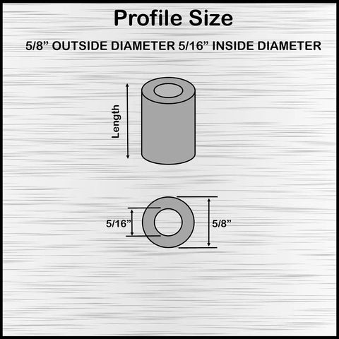 Heavy Duty Black Anodized Aluminum Round Spacer Tube Unthreaded Standoff 5/8 Inch Outer Diameter 5/16 Inch Inner Fits M8 Hardware Built Legit Top Shelf 100 Pack