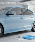 Light Colored Rubber Edge Guard Roll For Cars Cut To Fit Trim That Shields Your Paint From Dings In Tight Parking Spots And Near Shopping Carts With A Clean White Like Finish No Fuss Install on blue car door