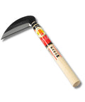 Japanese Weeding Sickle Kama For Fast Garden Cleanup, 4.7 Inch Serrated Blade, Curved Pull Cut Design, Ultra Light 3.5 Oz, 11 Inch Wood Handle