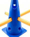 Blue cone with yellow poles for Low Height Puppy Agility Course Set With Hurdle Cones For Backyard Training Safe Entry Level Obstacle Equipment