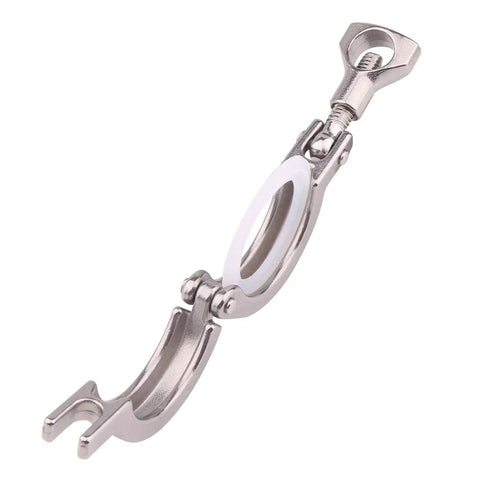 Stainless Steel 304 Single Pin Heavy Duty Tri Clamp With Wing Nut, 1.5 inch, silicone gasket, open view for homebrew brewing equipment