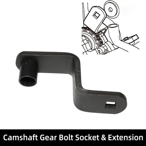 Camshaft Timing Tool Kit For Ford Explorer Ranger Mustang Land Rover Mercury Mountaineer Mazda 4.0L 4015CC SOHC V6 8 Piece Set component with gear bolt socket and extension shown