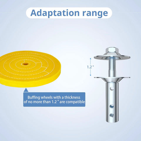 Upgrade Your Shop Workflow With This Straight Fire Polishing Shaft Extension A Dead Simple Five Inch Left Hand Right Hand Set That Clamps Down Firm For Smooth One Half Or Five Eighth Fitment, showing a yellow buffing wheel and metal adapter.