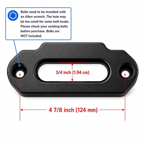 4 7/8 inch glossy black Aluminum Hawse Fairlead for ATV Winch Mount, CNC Machined, 2000-3500 lbs capacity shown.